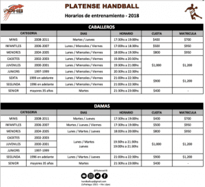 CAP Horarios y Cuotas 2018
