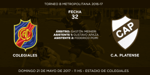 Anuncio partido Colegiales vs Platense