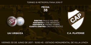 PLACA UAI URQUIZA VS PLATENSE