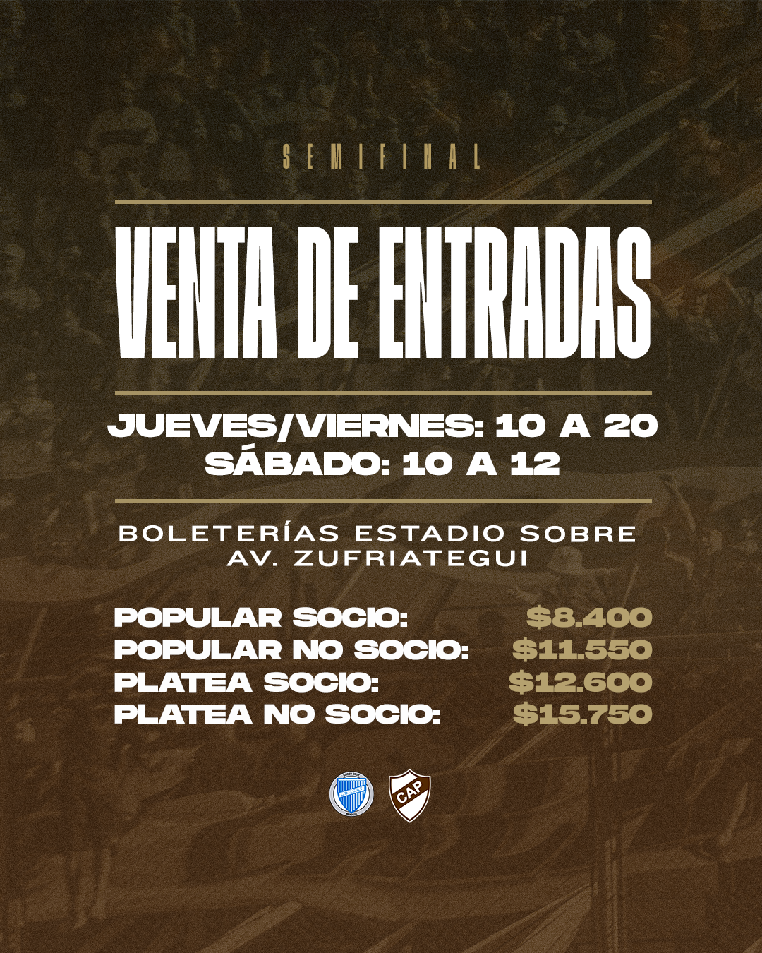 Venta de Entradas para la Semifinal vs. Godoy Cruz en San Nicolás